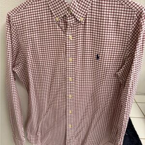 Ralph Lauren Red and White Checkered Button Down Shirt